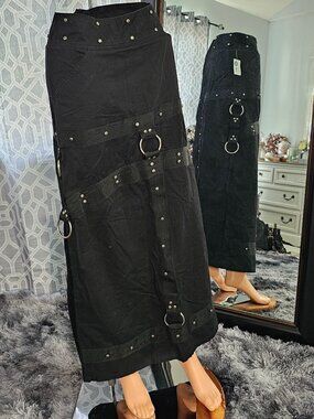MACGEAR Y2K Denim Buckle Maxi Skirt – Size XS – NWT